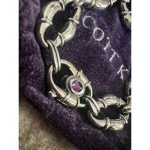 Scott Kay Sterling Silver 925 Amethyst Gemstone Oval Linked Bracelet